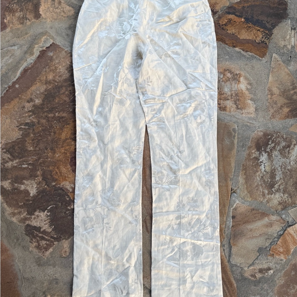 NWOT Ralph Lauren Beige Floral Jacquard Purple label Pants Women’s 32 - Picture 4 of 7